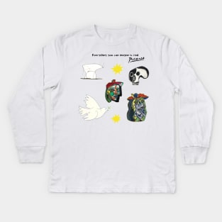 Picasso Inspired Collage Skull Kids Long Sleeve T-Shirt